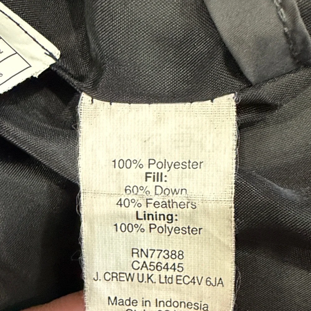 J. Crew Men's Charcoal Quilted Vest,40% feathers,Size M